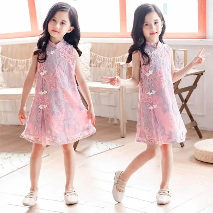 Myteen Gadis Cina Kerah Tegak Modis Modis Berkancing Pola Cheongsam Gaun Lazada Indonesia