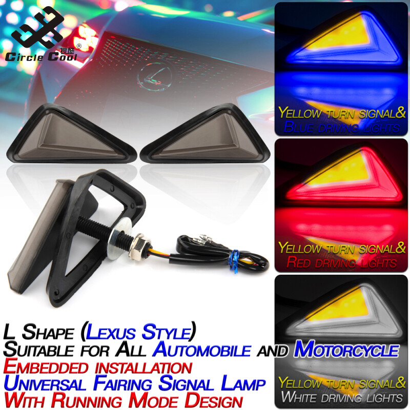 Circle Cool 1 Pair Motorcycle Embedded Installation L-shaped Light-guided Led Turn Signal Side Signal Lamp