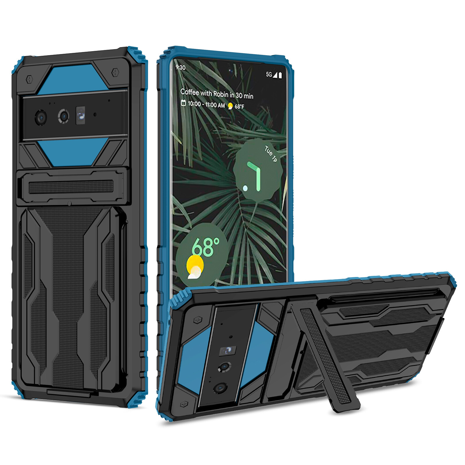 For Google Pixel 6 Pro Pixel 8 Pro Case Cover Rugged Shockproof Protective Card Slots Holder Hybrid Magnetic Kickstand Phone Case Cover