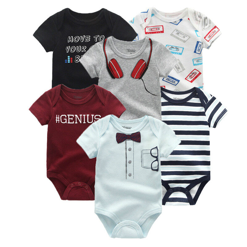 Kiddiezoom 6 Miếng Áo Liền Quần Trẻ Em Quần Áo Sơ Sinh Bộ quần áo hoạt hình bé trai mới sinh