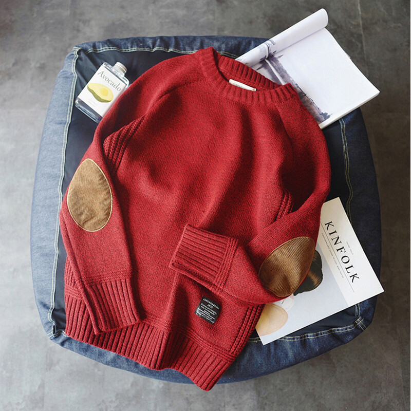 Men's Thick Sweater Winter Loose Round Neck Pullover Sweater Student Sweater