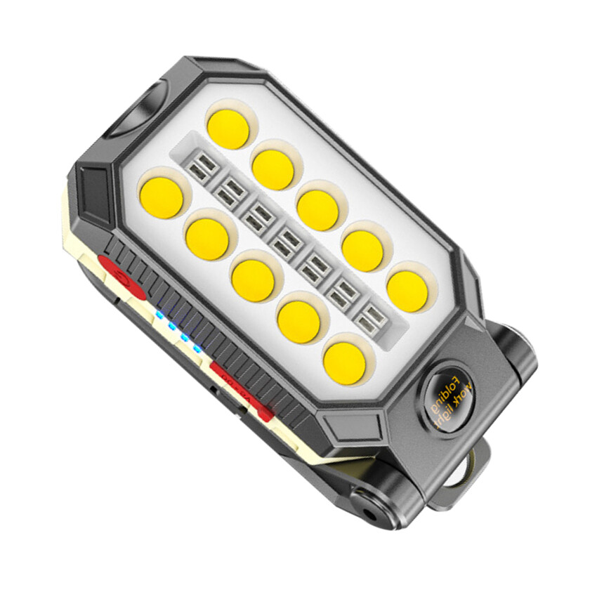 Outdoor Strong Light Multi-function Lighting Super Bright Flashlight Adjustable Waterproof Camping Lantern Magnet Design with Power USB Rechargeable COB Work Light Portable LED Flashlight