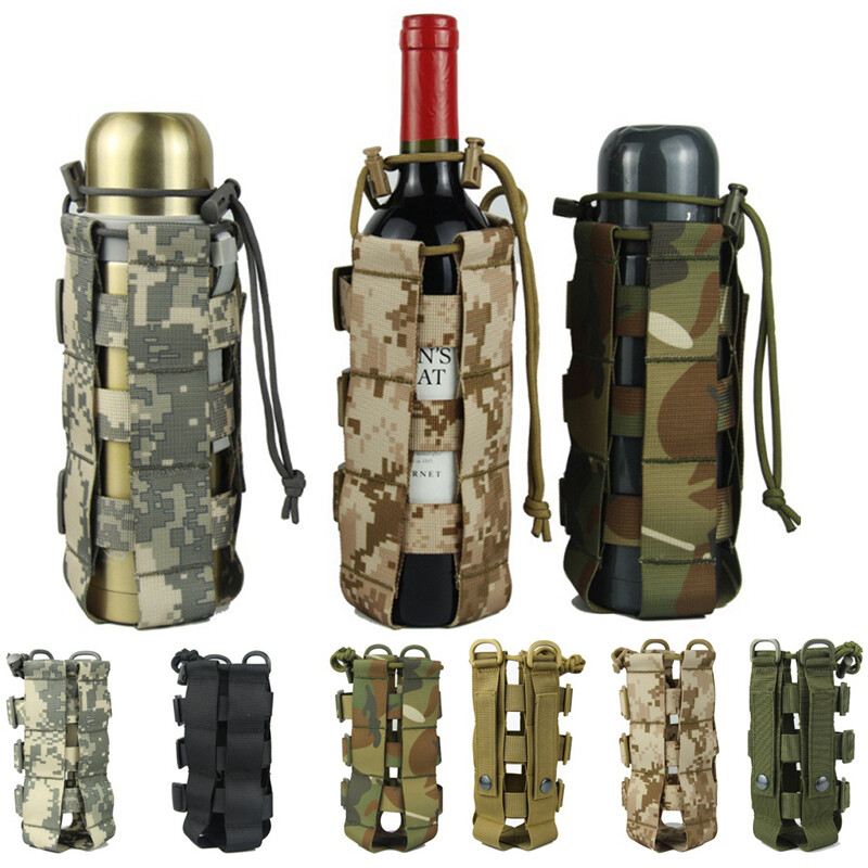[COD] Outdoor Tactical Military Water Bottle Pouch Molle System Kettle Bag Camping Hiking Travel Survival Kits Holder