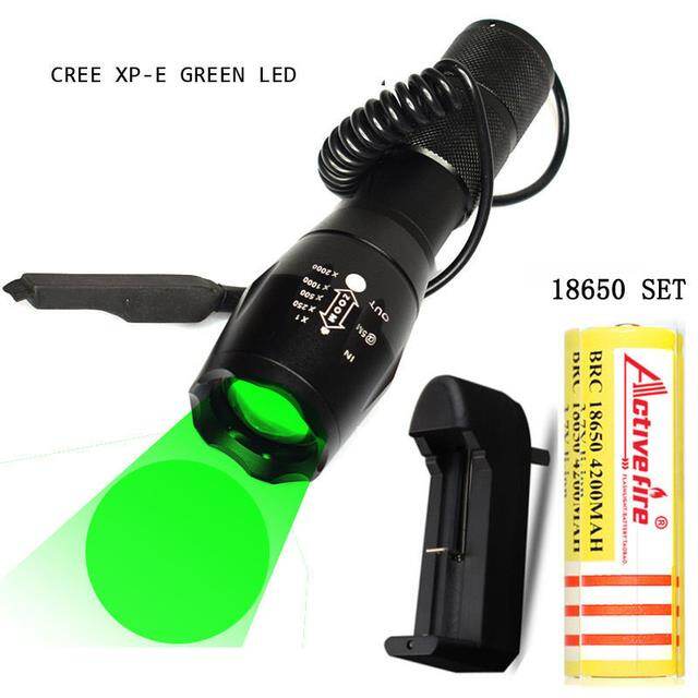 LED green light mouse tail spotlight tactical wire control switch aluminum alloy strong light super bright lighting flashlight