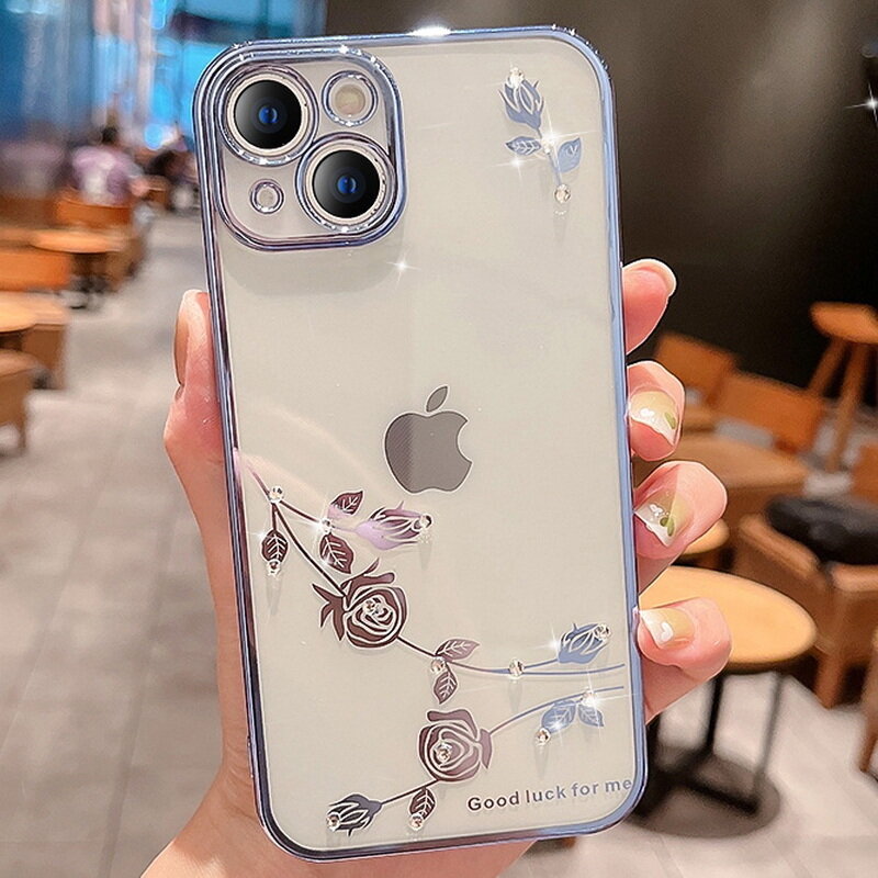 SNOOTORY Crystal Flower Phone Case For iPhone 13 Pro Max 12 Plating Silicone Soft Case Clear Camera Protective Case Cover for iPhone 11 12 Pro