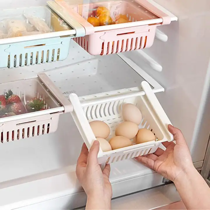 Deyln Kitchen Organizer Adjustable Kitchen Refrigerator Storage Rack Fridge Freezer Shelf Holder Pull-out Drawer Organiser Space Saver | Lazada