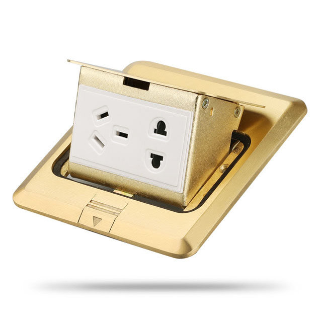 Floor socket power socket all bronze gold panel pop socket with rj45 computer Outlet Waterproof embedded ground