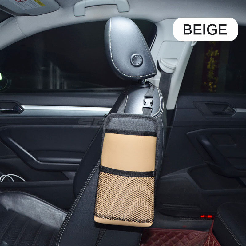 SEAMETAL Car Seat Side Hanging Cup Bag Storage Box Hanging Water Cup Holder Leather Auto Storage Bag Organizers