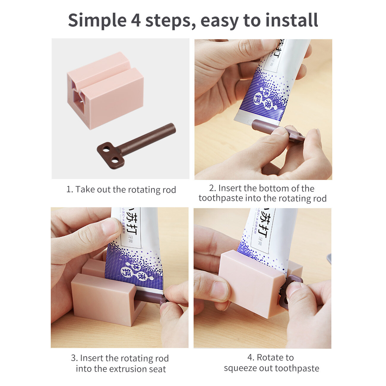 Homenhome Bathroom Toothpaste Tube Squeezer Rolling Squeezer Toothpaste Dispenser Tooth Paste Holder Bathroom Decoration Accessories Sets