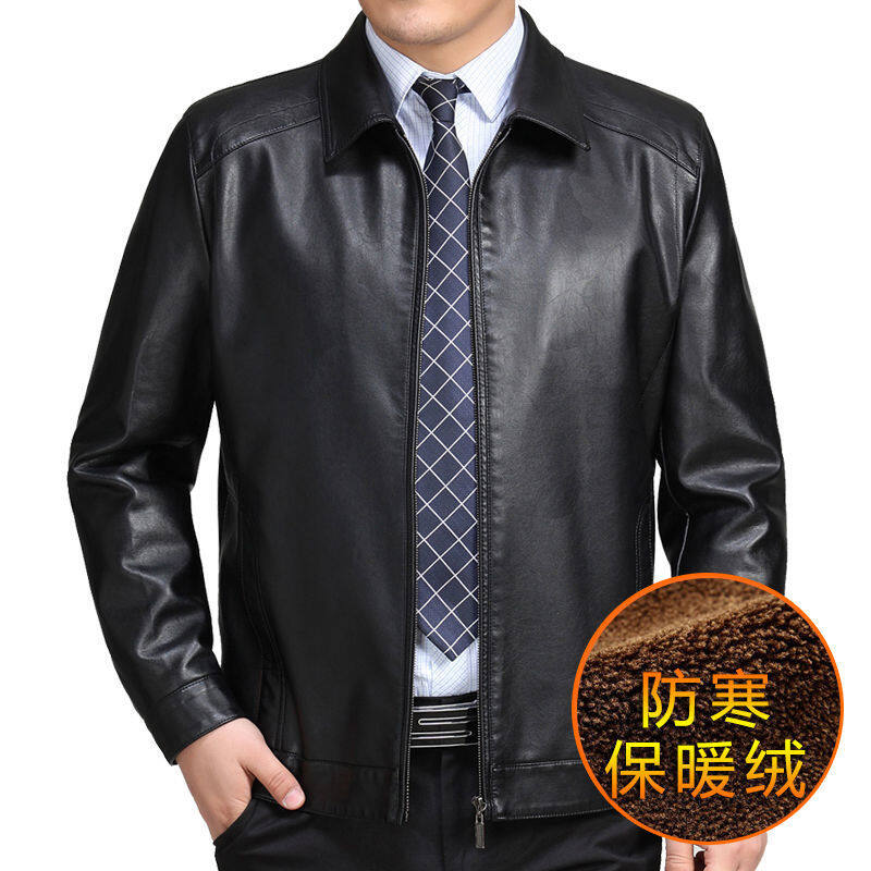 Autumn and winter leather jacket men's casual leather jacket popular slim middle-aged business men's PU motorcycle trend explosive jacket