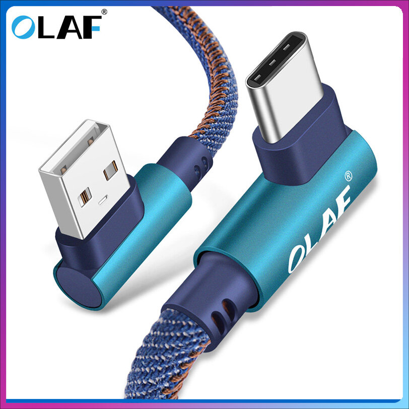 OLAF 2m USB Type C 90 Degree Fast Charging usb-c cable Type-c data Cord Charger usb-c For Samsung S8 S9 Note 9 8 Xiaomi mi 8 mi6
