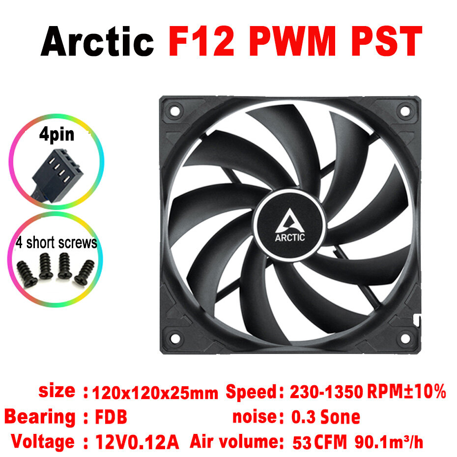 ARCTIC F9 F12 P12 P14 PWM PST black white PC Cooler case fan dual ball intelligent temperature control CPU Radiator Fan