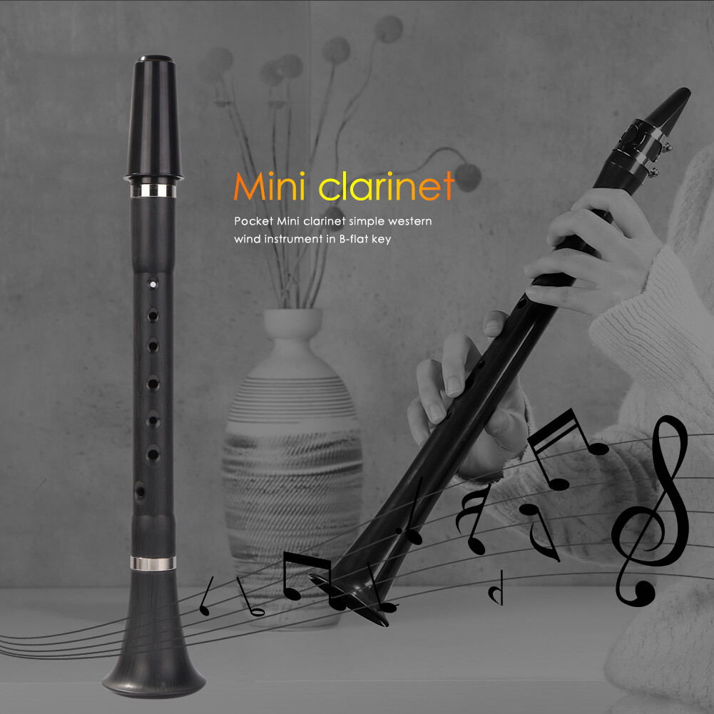 Nhạc Cụ Kèn Clarinet Dẹt Bb B Mini Bỏ Túi Cho Người Mới Bắt Đầu Practice-38X6.5X6.5CM