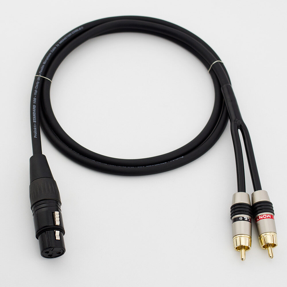 hifi XLR to Dual RCA Audio Cable 2 RCA Male to XLR 3 Pin Female Cannon