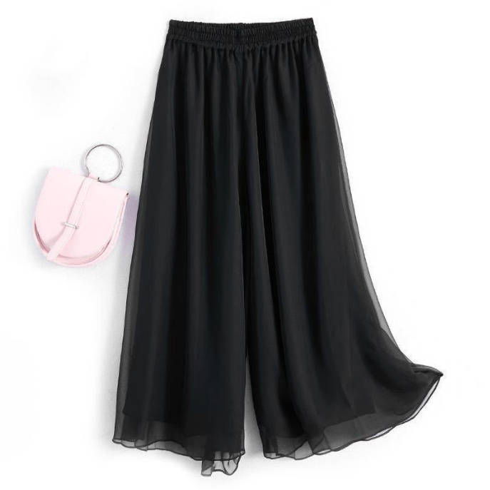 Ruidiandian Chiffon Pants Women 2020 High Waist Plus Size Loose Simple Long Wide Leg Pants Chiffon Pants Women High Waist Plus Size Loose Simple Draped Suit Wide-Leg