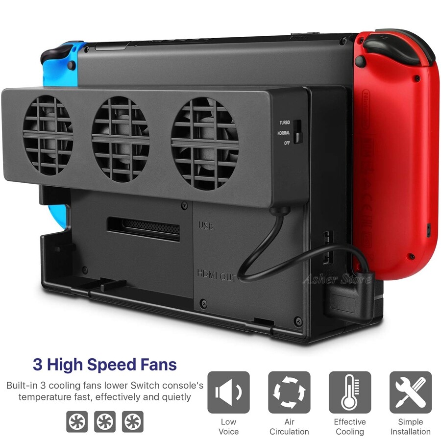 Nintendo Switch Dock Mount Console Cooler Temperature Control Cooling Fan 3 Fans for NS Switch Accessories