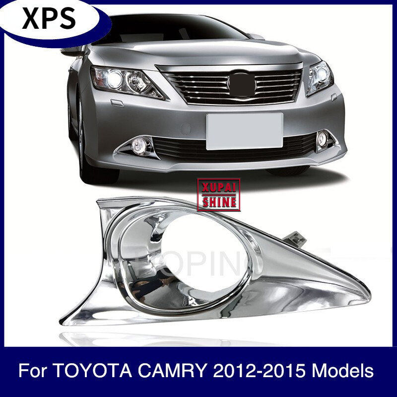 Xps front bumper fog light cover for toyota camry 2012 2013 2014 2015 abs chrome fog lamp hood