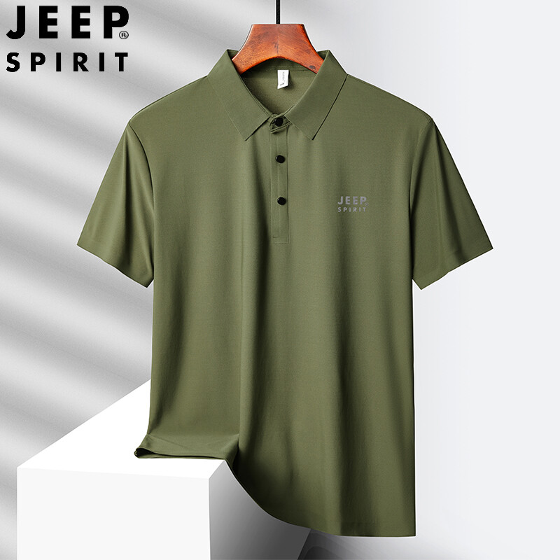 JEEP SPIRIT Men's Polo Shirt New Summer Men's Business T-shirt Refreshing and Breathable Tank Top Outdoor Sports T-shirt Thin Quick Drying Polo Shirt