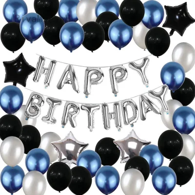 Blue Latex Balloon Set Star Helium Balloons Wedding Decoration Baby Shower Birthday Party Supplies