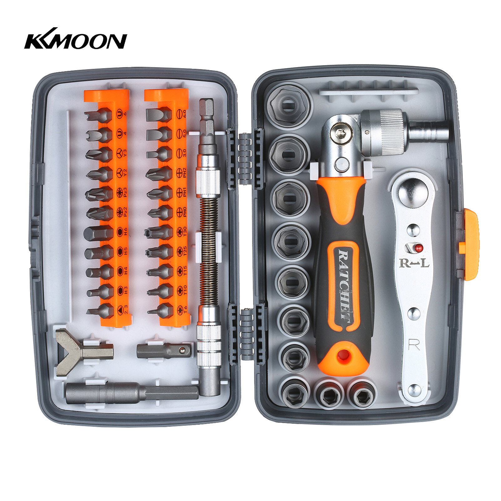 KKmoon 38pc Precision Ratchet Screwdriver Bit Set M-agnetic Screwdrivers Kit Electronics Repair Tool Kit with Flexible Shaft Extension Rod for Phone Laptop Watch and Other Electronic Devices