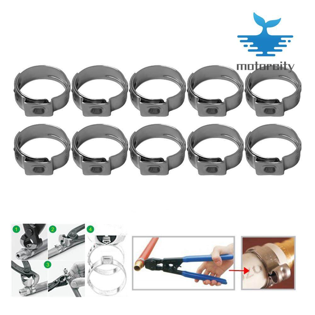10pcs Single Ear Stainless Steel Hydraulic Hose Clamps Fu el Air Pipe
