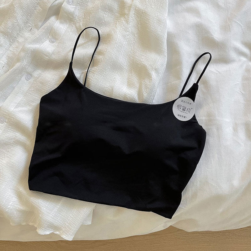 IEF Solid color short ice silk camisole with tube top and beautiful back