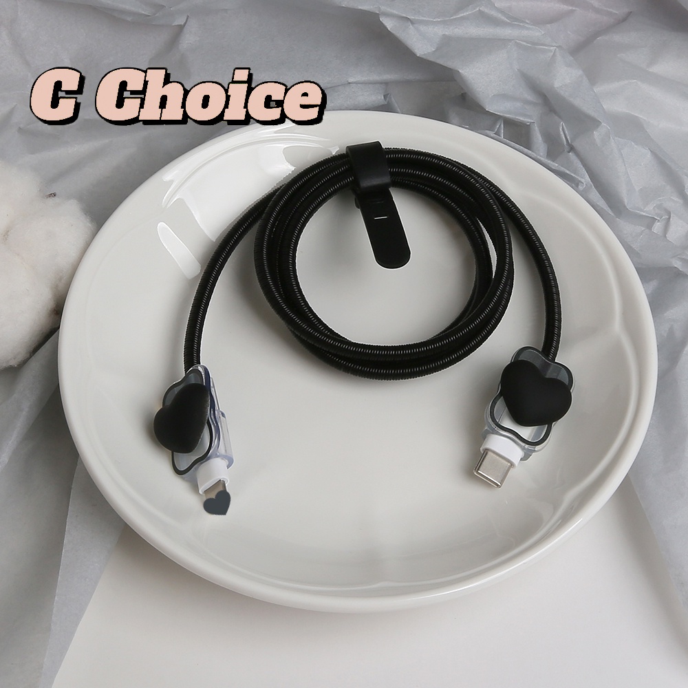INS Love Wave Fashion Pattern 1.4m Cable Protector Set  Cable Winder Cable Bite for i-Phone / i-Pad 18w 20w Type-c Charging Cable [cchoice]