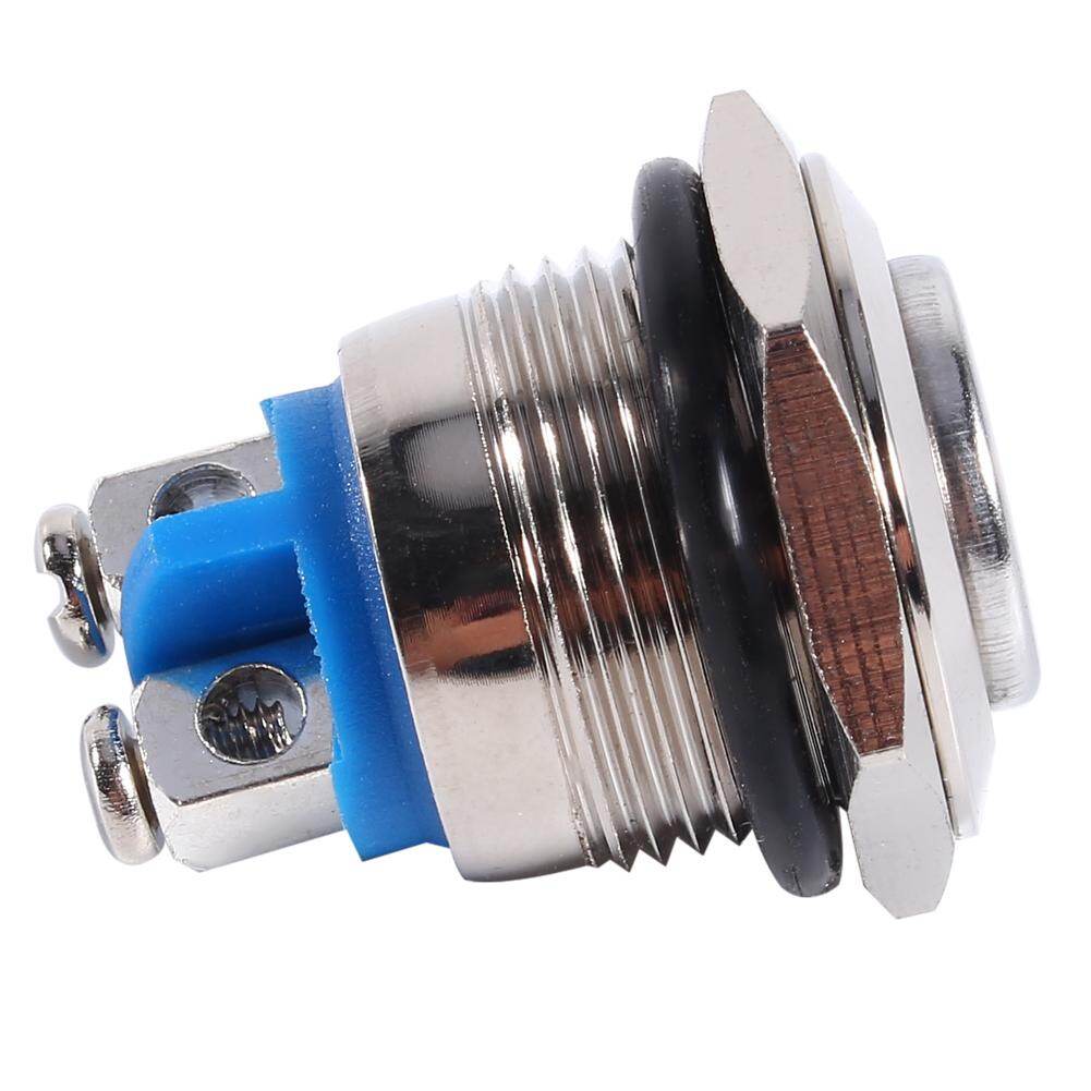 12V 16 Mm Xe Ô Tô Chống Nước Nhất Thời Kim Loại Nút Ấn On Off Sừng Công Tắc Bạc