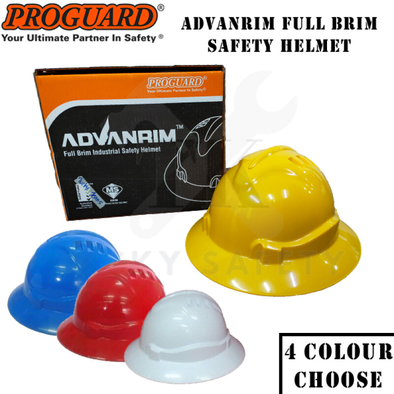 PROGUARD ADVANRIM FULL BRIM INDUSTRIAL SAFETY HELMET - TOPI KESELAMATAN - WHITE / BLUE / RED / YELLOW - FBH READY STOCK