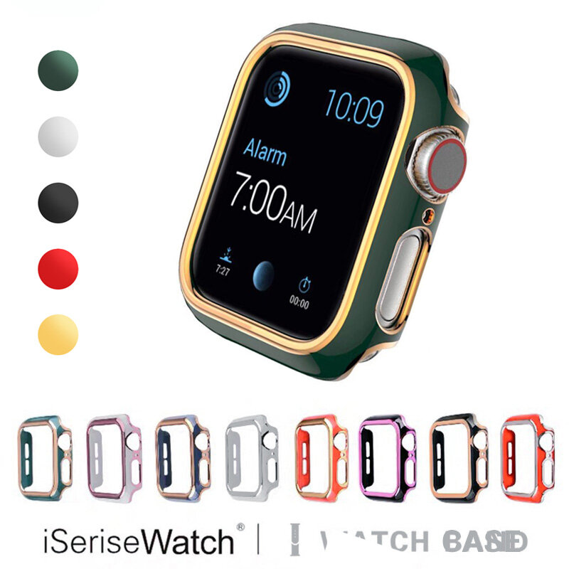 Fashion PC Protector Case for Apple Watch Series 9 8 7 6 5 4 3 2 SE 45mm 44mm 41mm 40mm 38mm 42mm Plating Cover Hard Frame for Apple Watch Bumper