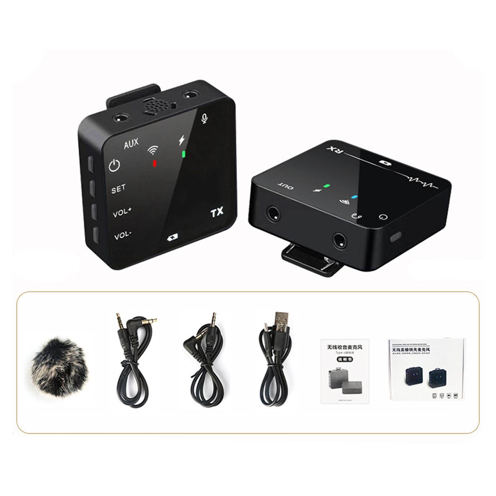 Blesiya Wireless Lavalier Microphone 50M Range with Transmitter and Receiver Lapel Clip Mic Wireless Lapel Mic for Phones Smartphones Camera Tablets
