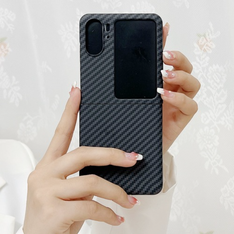 HOCE Ultra Thin Carbon Fiber Phone Case For OPPO Find N2 Flip findn2flip 5G Color stitching Hard Shell Folding Protective Cover