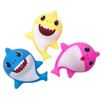 Vinv 3 Pcs Baby Cute Shark Bath Toys Bathroom Soft Silicone Shark