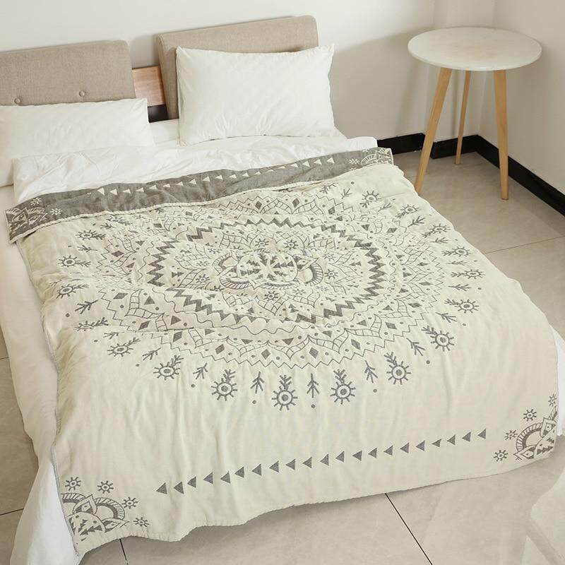 Hot sell 150x20 0ซม./200X230ซม.ผ้าฝ้าย100% Muslin ผ้าห่มฤดูร้อนโซฟาเตียงนอน Travel Breathable Chic Mandala ขนาดใหญ่ผ้าห่ม Para ผ้าห่ม ราคา 812 บาท*ส่งฟรี