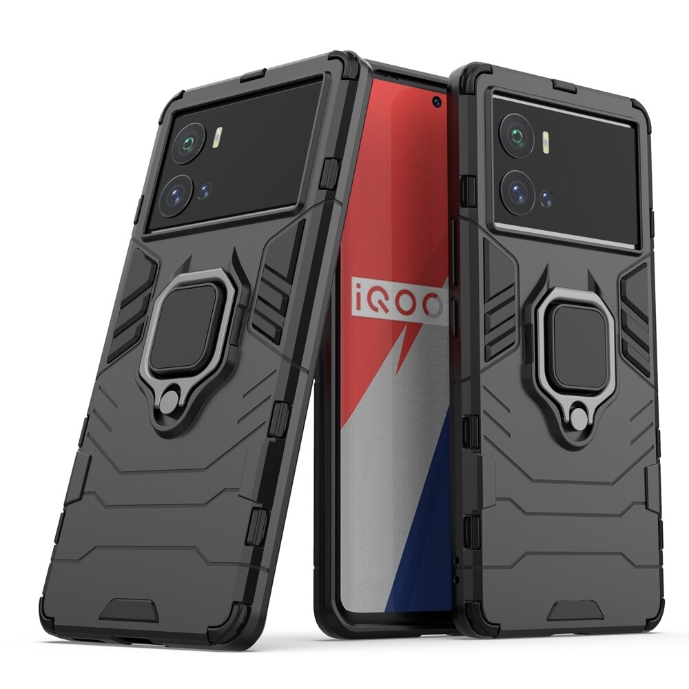 For vivo iqoo 9 pro 5g shockproof pc + tpu protective phone case with magnetic ring holder