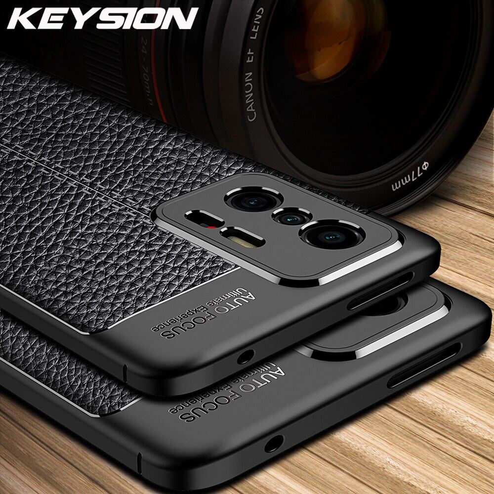 KEYSION Shockproof Case for Xiaomi Mi 11T 11T Pro 5G Leather Texture Silicone Phone Cover for Xiaomi Mi 11T Pro 5G