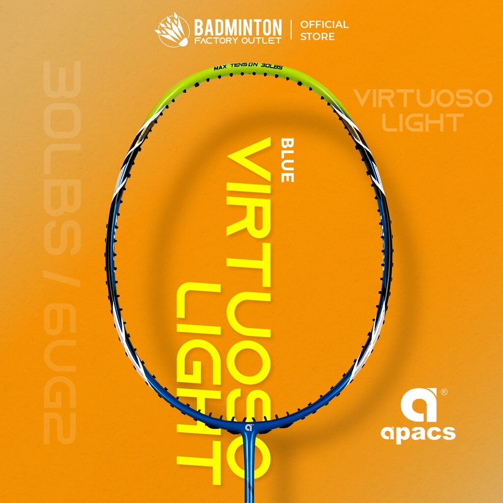 APACS Original Badminton Racket Virtuoso Light (Blue) 6UG2 Max