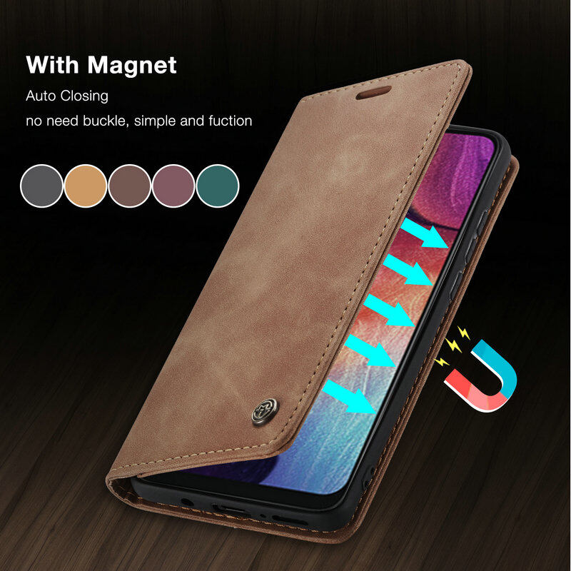 XICCI for Samsung A51 A71 Case Cover High Quality Plain Wallet Magnetic Flip Leather Phone Bag Casing with Stand Card Holder