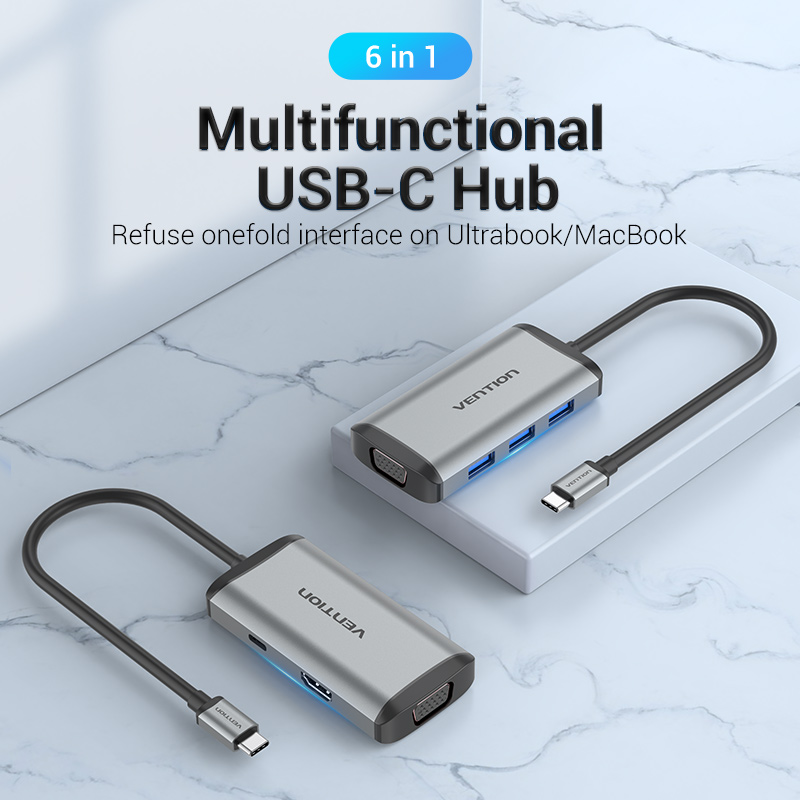 Vention USB 3.0 Loại C HUB để HDMI VGA USB C Multiport cổng trạm nối cho MacBook Pro Huawei Mate Samsung HP Lenovo USB C Adapter