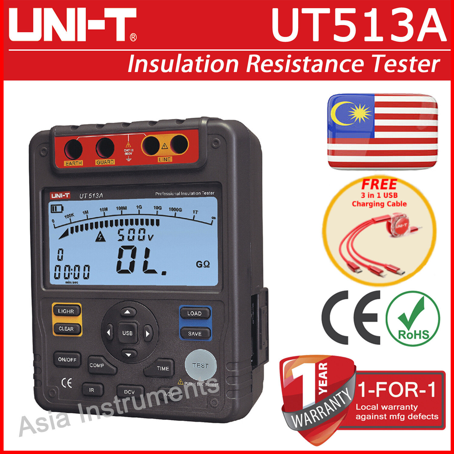 UniT UT513A Insulation Resistance Tester Lazada