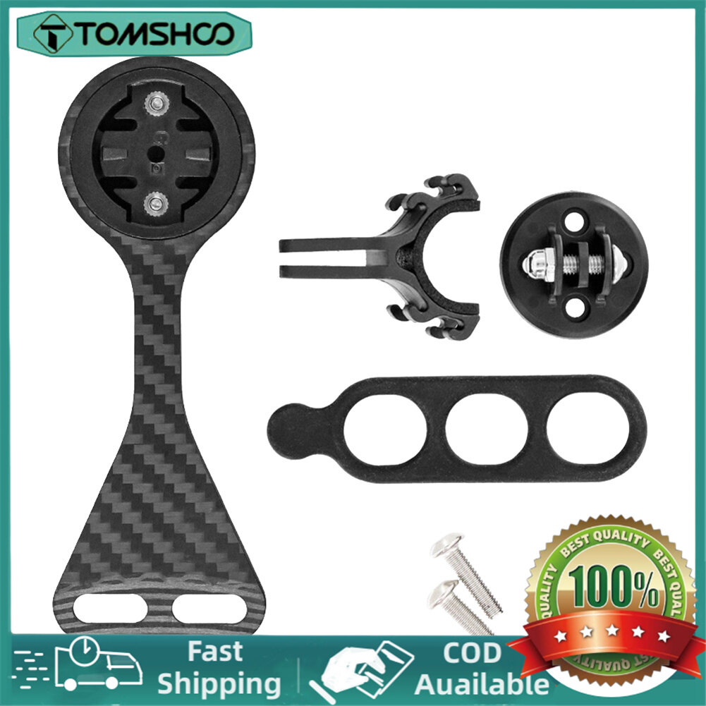 TOMSHOO Bike Computer Mount Out Front Mount Carbon Fiber Bicycle Speedometer Bracket for Mountain Bike Road Bike Handlebar