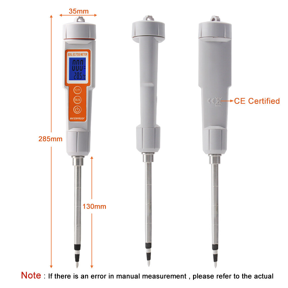 RCYAGO Dụng Cụ Kiểm Tra Đất 3 Trong 1 Kỹ Thuật Số Máy Đo Đất TDS/EC/Temp Máy Đo EC Máy Đo TDS Đất Bộ Điều Nhiệt Phân Ủ Nhiệt Độ Cho Đất Bộ Dụng Cụ Làm Vườn Cây