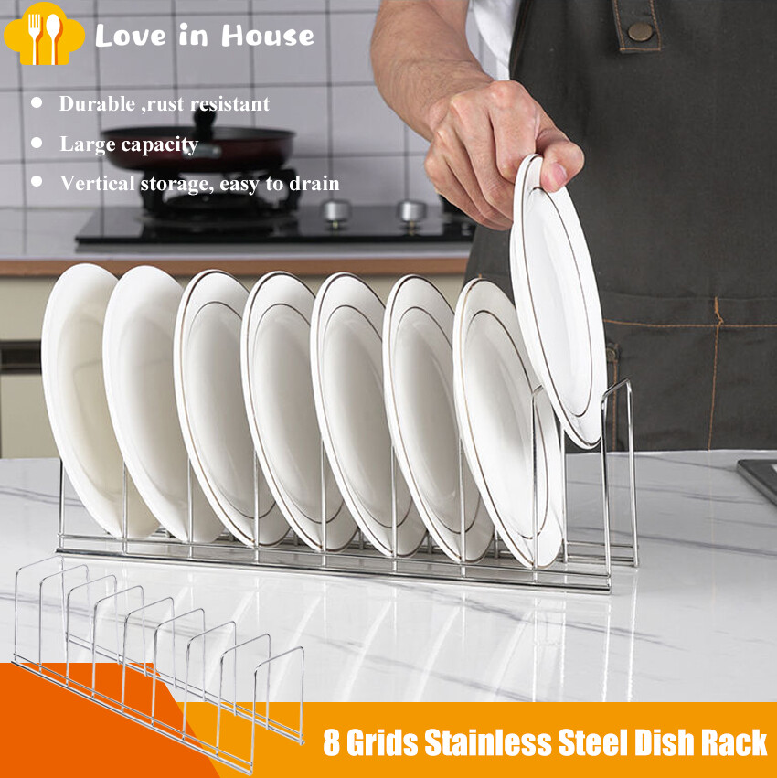 Kitchen Organizer Stainless Steel Dish Bowl Rack Drying Shelf Utensil Cutlery Drainer Storage Holder