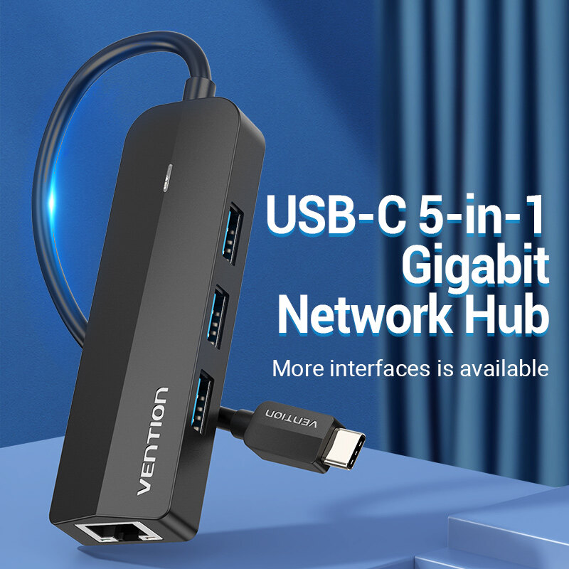 Vention USB-C Hub 4 Cổng USB 3.2 - Tốc Độ 10Gbps - Bộ Chia Cổng Type-C - Tương Thích Macbook Laptop Điện Thoại - Đèn Báo Hiệu - Cắm Là Chạy