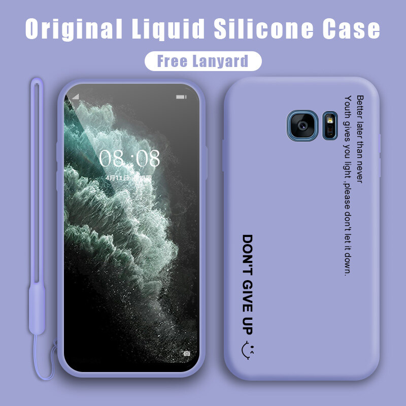 Hontinga For Samsung Galaxy S7 Handphone Case Soft Liquid Silicone Casing Full Cover Shockproof Personalized Slogan Tag Protection Phone Case