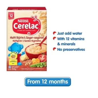 Nestle Cerelac Infant Cereal Box - Multigrain & Garden Vegetables (250g) Bijirin Bayi