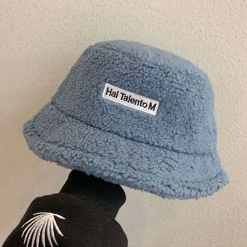 XIANG NIAN NI fisherman hat for women autumn and winter lamb wool warm hat fisherman hat women's sunshade hat