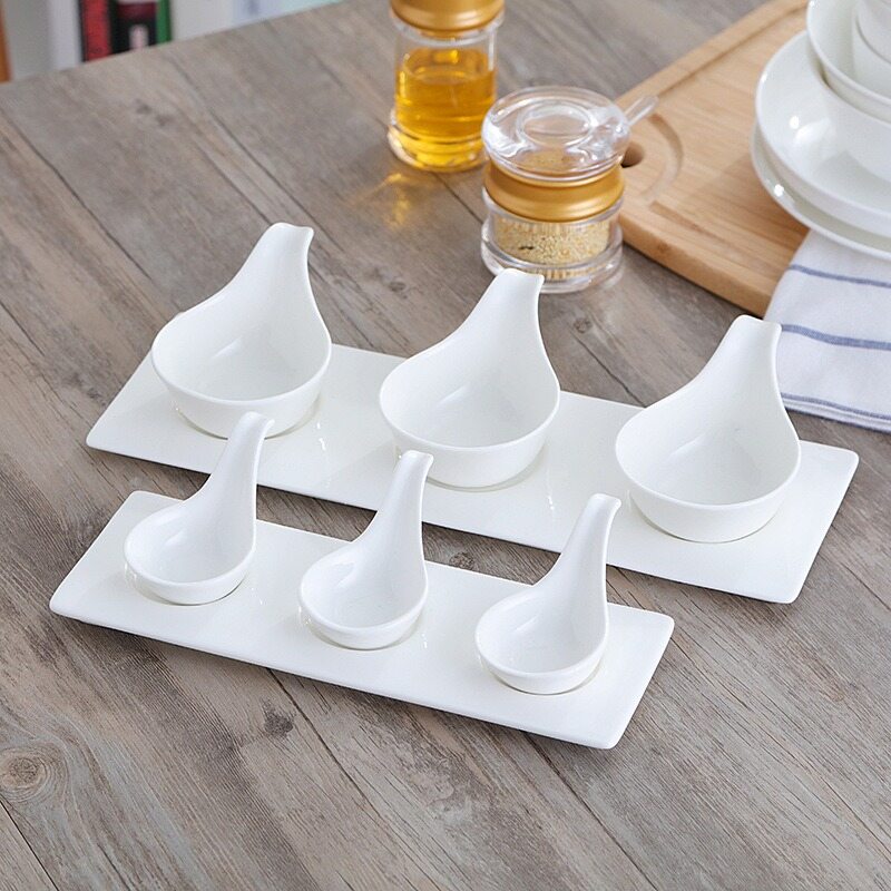 DAFIFY 4 in 1 Ceramic Serving Caviar and Appetizer Sauce Dish Dipping Bowls Set