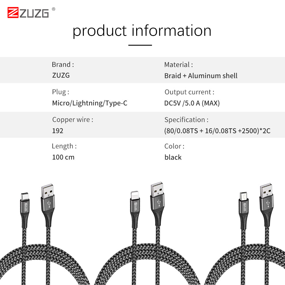 ZUZG Micro USB Cable 5A Fast Charging For Xiaomi Redmi Note5 Pro Android Mobile Phone Data Cable for Samsung Micro Charger