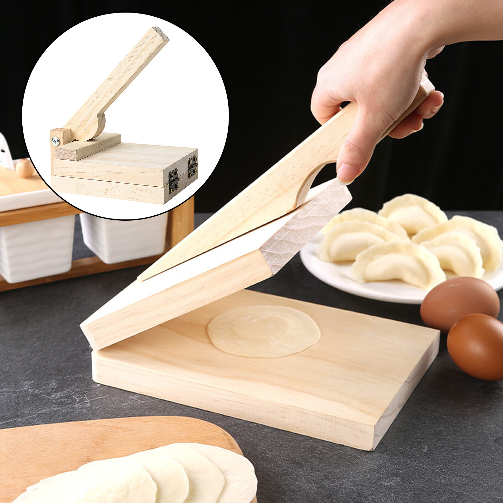 Blesiya Wooden Tortilla Paste Press Manual Dumpling Presser Pizza Maker Baking